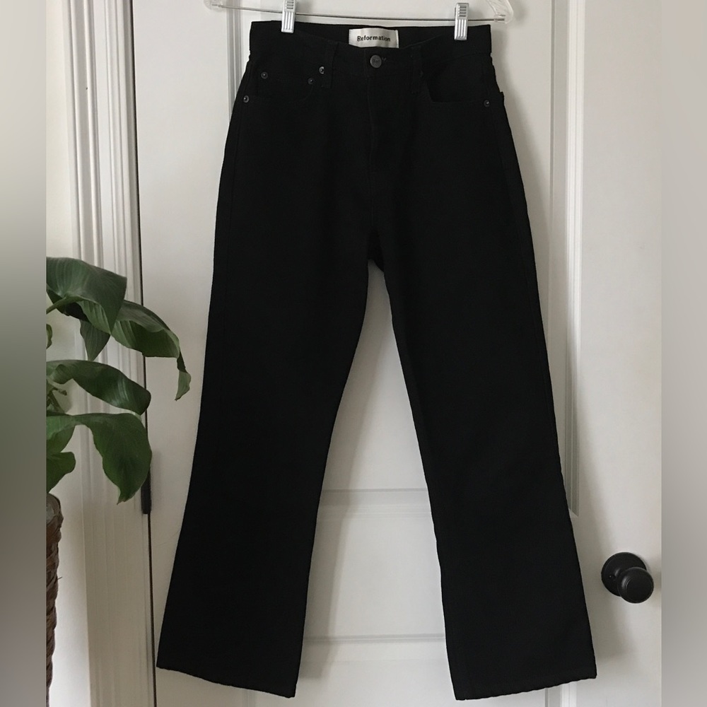 Reformation Jordi Kick Flare Jeans Black 25